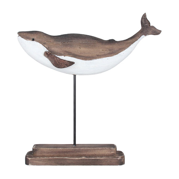 Rustic Wooden Whale on Plinth