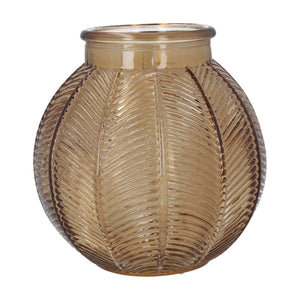 Light Amber Leaf Ball Glass Vase