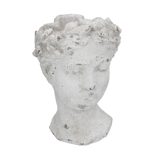White Stone Effect Goddess Head Pot Cover Large