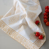 Saffron Cotton Hand Block Printed Tablecloth