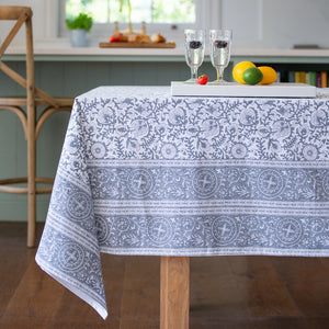 Kandla Grey Cotton Hand Block Printed Tablecloth