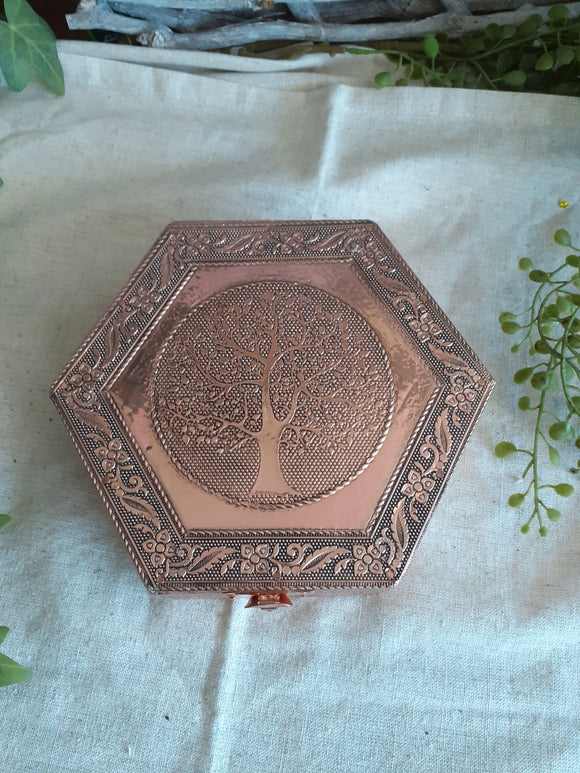 Hexagonal Jewellery Box - Copper