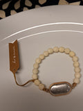Nude Lava Bead Bracelet w/ Oval Detail