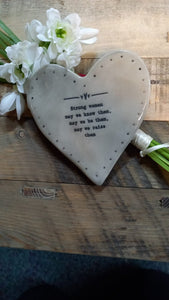 " Strong women, may we know them, may we be them, may we raise them" Grey Ceramic Heart Coaster