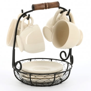 Tea Cup and Saucer Basket Set