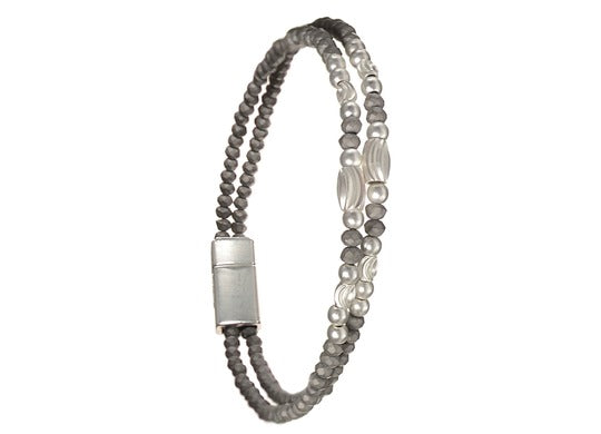 Magnetic Double Bracelet - Grey/Silver