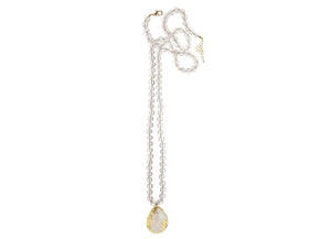 Frosted Marble Bead W/Charms Necklace- White